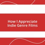 How I Appreciate Indie Genre Films