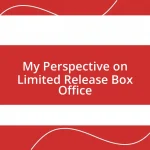 My Perspective on Limited Release Box Office